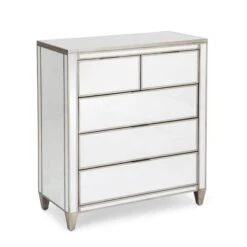 Dunelm Fitzgerald 5 Drawer Chest, Mirrored 8 Dunelm Fitzgerald 5 Drawer Chest, Mirrored -Furniture Sale Shop 1000133581 alt02