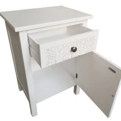 Dunelm Samira 1 Door & 1 Drawer Chest, White -Furniture Sale Shop 1000133599 alt02