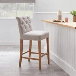 Dunelm Newbury Bar Stool Natural Linen -Furniture Sale Shop 1000157975 alt01