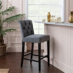 Dunelm Newbury Bar Stool Grey Velvet 8 Dunelm Newbury Bar Stool Grey Velvet -Furniture Sale Shop 1000157976 alt01