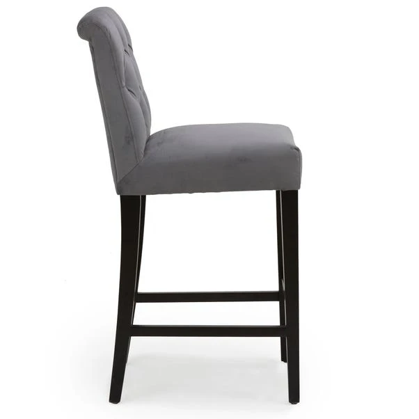 Dunelm Newbury Bar Stool Grey Velvet 5 Dunelm Newbury Bar Stool Grey Velvet - Image 5