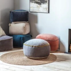 Cedar & Sage Furlo Silver Velvet Pouffe -Furniture Sale Shop 1000184572 alt02