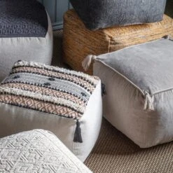 Cedar & Sage Furlo Silver Velvet Pouffe -Furniture Sale Shop 1000184572 alt03