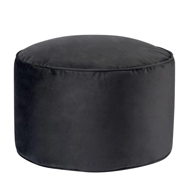 Dunelm Isla Luxe Velvet Pouffe Charcoal 2 Dunelm Isla Luxe Velvet Pouffe Charcoal - Image 2