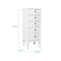 Dunelm Toulouse Tall 5 Drawer Chest, Ivory -Furniture Sale Shop 30139829 alt05