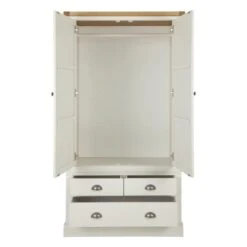 Dunelm Compton Double 3 Drawer Wardrobe, Ivory & Oak -Furniture Sale Shop 30605616 alt03