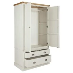 Dunelm Compton Double 3 Drawer Wardrobe, Ivory & Oak -Furniture Sale Shop 30605616 alt04