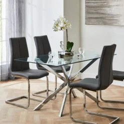 Dunelm Jamison Set Of 2 Faux Leather Grey Dining Chairs