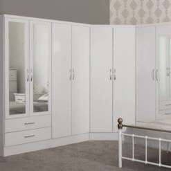Seconique Nevada 4 Door 2 Drawer Wardrobe, Mirrored