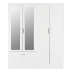 Seconique Nevada 4 Door 2 Drawer Wardrobe, Mirrored -Furniture Sale Shop 30693661 alt02