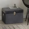 Dunelm Luxe Grey Velvet Storage Trunk