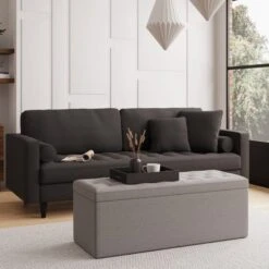 Dunelm Oswald Faux Wool Buttoned Ottoman Bench