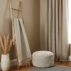 Dunelm Tufted Diamond Natural Pouffe