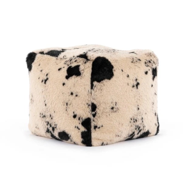 Dunelm Faux Cow Hide Black Pouffe 2 Dunelm Faux Cow Hide Black Pouffe - Image 2