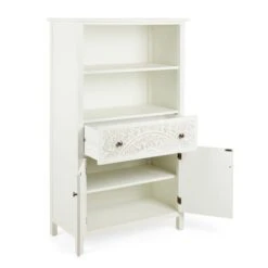 Dunelm Samira Tall 2 Door & 1 Drawer Chest, White -Furniture Sale Shop 30748013 alt02