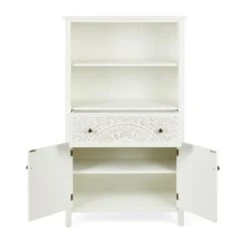 Dunelm Samira Tall 2 Door & 1 Drawer Chest, White -Furniture Sale Shop 30748013 alt04