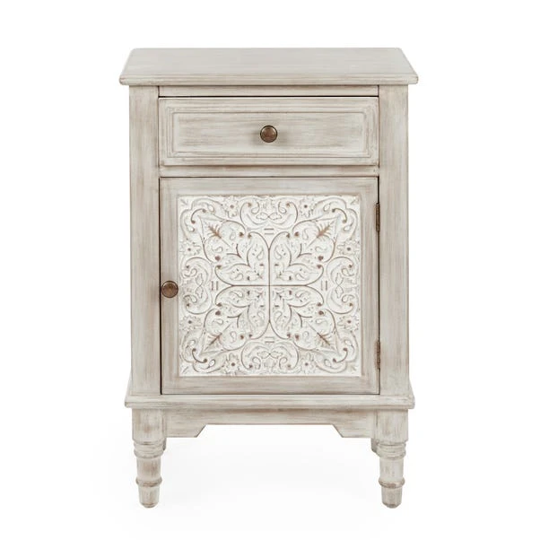 Dunelm Lucille 1 Drawer & 1 Door Bedside Table, White Wash 2 Dunelm Lucille 1 Drawer & 1 Door Bedside Table, White Wash - Image 2
