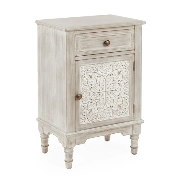 Dunelm Lucille 1 Drawer & 1 Door Bedside Table, White Wash 3 Dunelm Lucille 1 Drawer & 1 Door Bedside Table, White Wash - Image 3