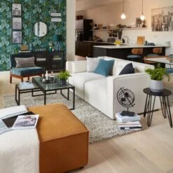 Dunelm Modular Arne Faux Leather Footstool -Furniture Sale Shop 30752696 alt07