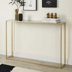 Dunelm Sullivan Gold Marble Effect Wide Slim Console