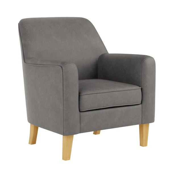 Dunelm Cooper Grey Faux Leather Armchair 2 Dunelm Cooper Grey Faux Leather Armchair - Image 2