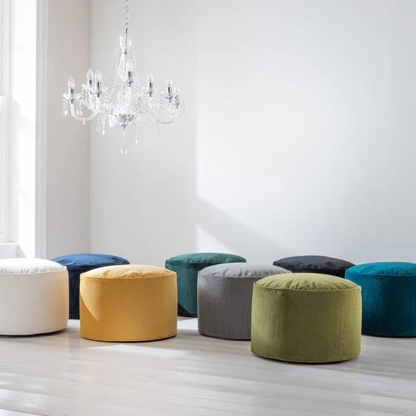 Dunelm Eliza Velvet Pouffe 4 Dunelm Eliza Velvet Pouffe - Image 4