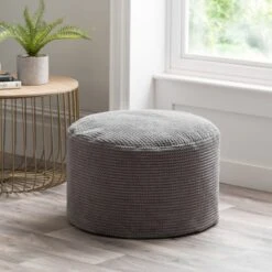 Dunelm Jenson Charcoal Waffle Pouffe