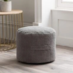 Dunelm Kid's Jenson Charcoal Waffle Pouffe