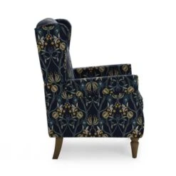 Dunelm Oswald Navy Havisham Print Wingback Armchair -Furniture Sale Shop 30766650 alt03