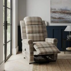 Dunelm Edith Check Rise And Recline Chair -Furniture Sale Shop 30767903 alt02