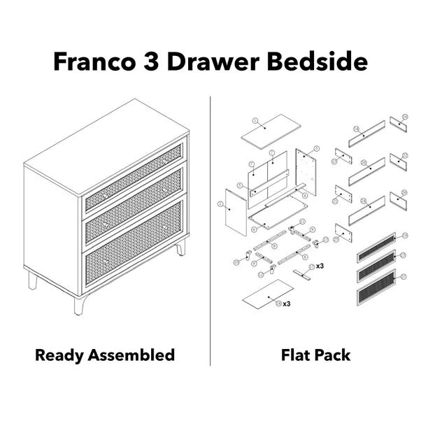Dunelm Franco 3 Drawer Chest, Black 2 Dunelm Franco 3 Drawer Chest, Black - Image 2