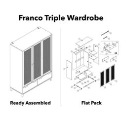 Dunelm Franco Triple Wardrobe, Black -Furniture Sale Shop 30768521 alt09