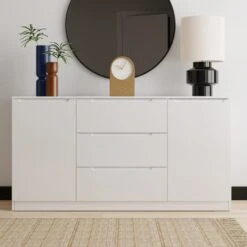 Dunelm Larson Large Sideboard White