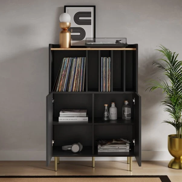 Dunelm Georgi Vinyl Cabinet Black 3 Dunelm Georgi Vinyl Cabinet Black - Image 3