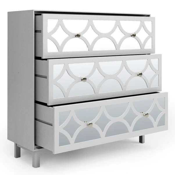 Dunelm Delphi 3 Drawer Chest, Grey & Mirrored 5 Dunelm Delphi 3 Drawer Chest, Grey & Mirrored - Image 5