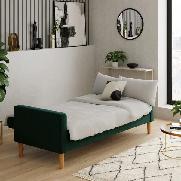 Dunelm Jacob Velvet Sofabed Bottle Green 2 Dunelm Jacob Velvet Sofabed Bottle Green - Image 2