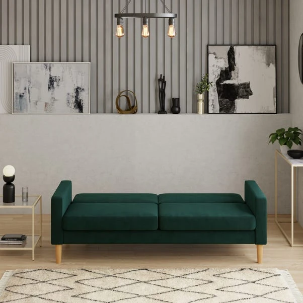 Dunelm Jacob Velvet Sofabed Bottle Green 3 Dunelm Jacob Velvet Sofabed Bottle Green - Image 3