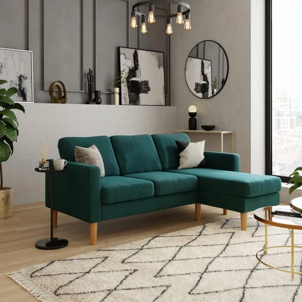 Dunelm Jacob Velvet Small Corner Chaise Sofa 1 Dunelm Jacob Velvet Small Corner Chaise Sofa