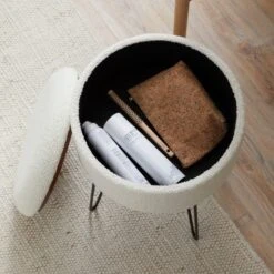 Dunelm Joanna Sherpa Footstool -Furniture Sale Shop 30780482 alt02