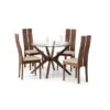 Julian Bowen Chelsea Small Round Glass Dining Table With 4 Cayman Dining Chairs