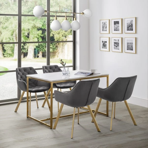Julian Bowen Scala Rectangular Dining Table Gold 1 Julian Bowen Scala Rectangular Dining Table Gold