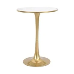 Dunelm Silas White Faux Marble Bar Table Gold -Furniture Sale Shop 30802254 alt03