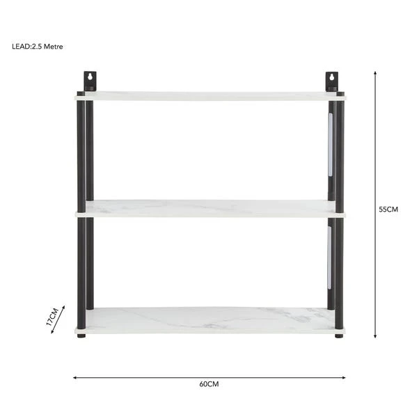 Dunelm Aiko Wall Unit With LED Lights Black And Faux Marble 6 Dunelm Aiko Wall Unit With LED Lights Black And Faux Marble - Image 6