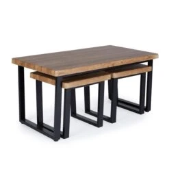 Dunelm Freddie Rustic Wood Effect Nest Coffee Table -Furniture Sale Shop 30809245 alt02