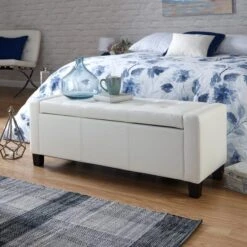 GFW Verona PU Leather Ottoman Bench White