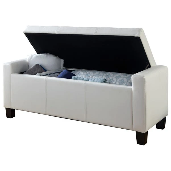 GFW Verona PU Leather Ottoman Bench White 4 GFW Verona PU Leather Ottoman Bench White - Image 4