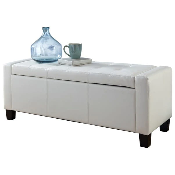 GFW Verona PU Leather Ottoman Bench White 5 GFW Verona PU Leather Ottoman Bench White - Image 5