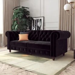 Dorel Felix Velvet Chesterfield Sofa Bed