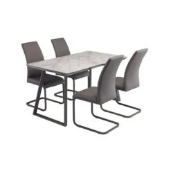 Dunelm Alden Rectangular 4 Seater Dining Table Marble Effect Glass -Furniture Sale Shop 30816915 alt02