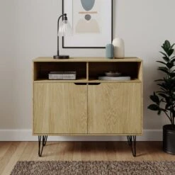 Dunelm Bella 2 Door Sideboard Oak Effect